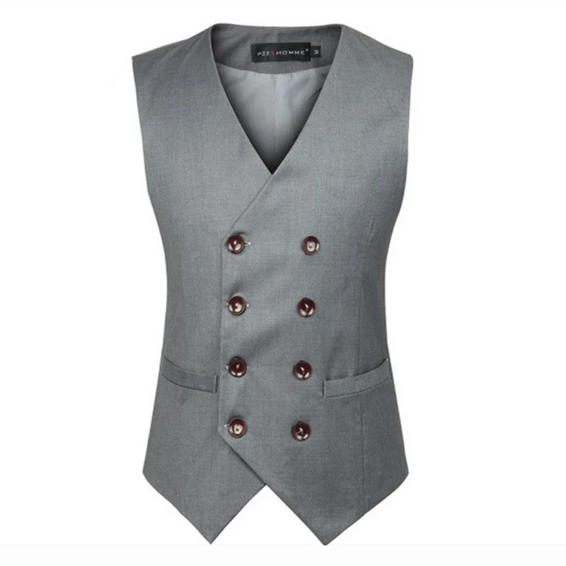Plus Size 6XL Vest Men Waistcoat Jacket Formal Business Vests Slim Fit