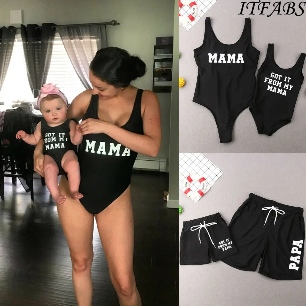 

New Summer Family Matching Swimsuit Mother Daughter Kids Baby Women Girl Bikini Swimwear Bathing Suit