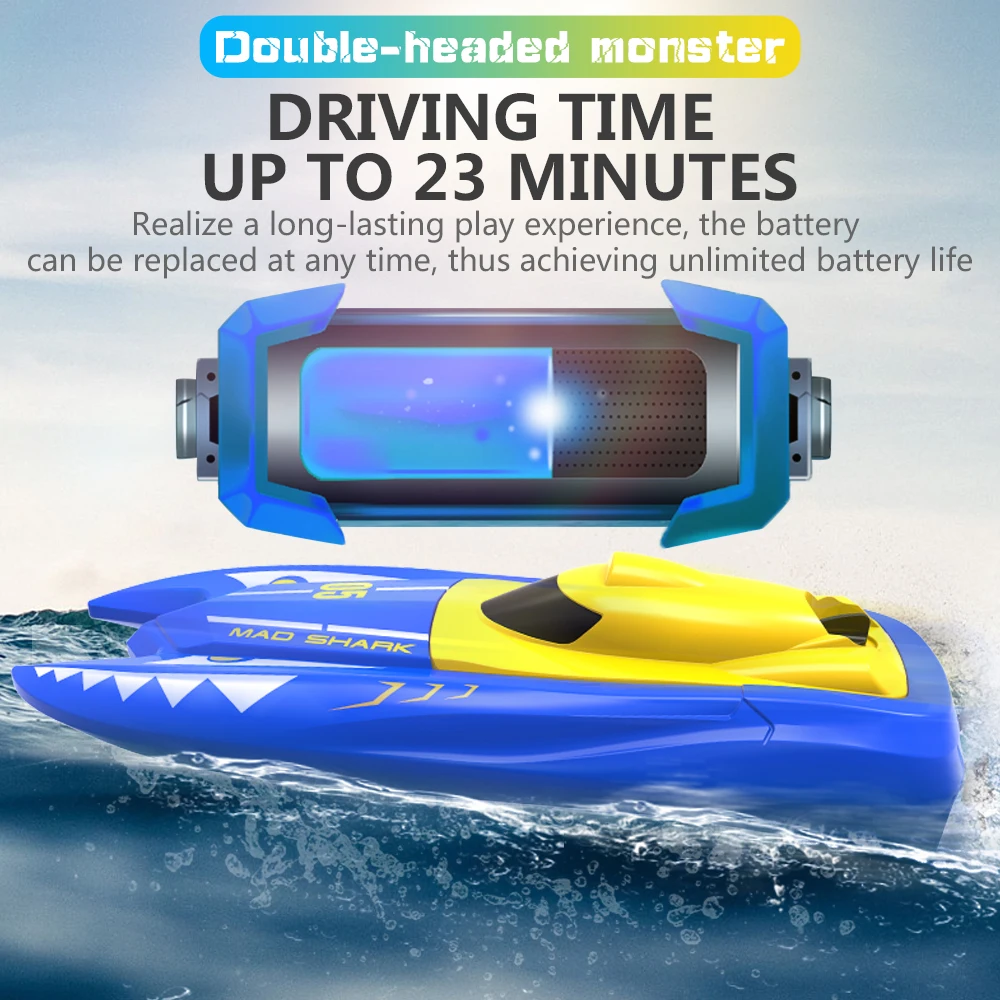 H128 Mini Boat 1/47 2.4GHz Remote Control Speed RC Boat Dual Motors 15km/h Super Speed RC Ship Speedboat Electric RC Toys