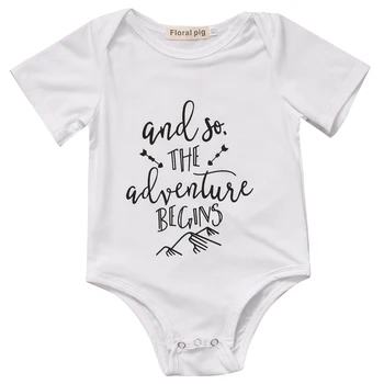 

AND SO THE ADVENLUSE BEGINS Letter 2017 New Baby Boys Girls Newborn Infant One piece Bodysuit Outfit Clothes