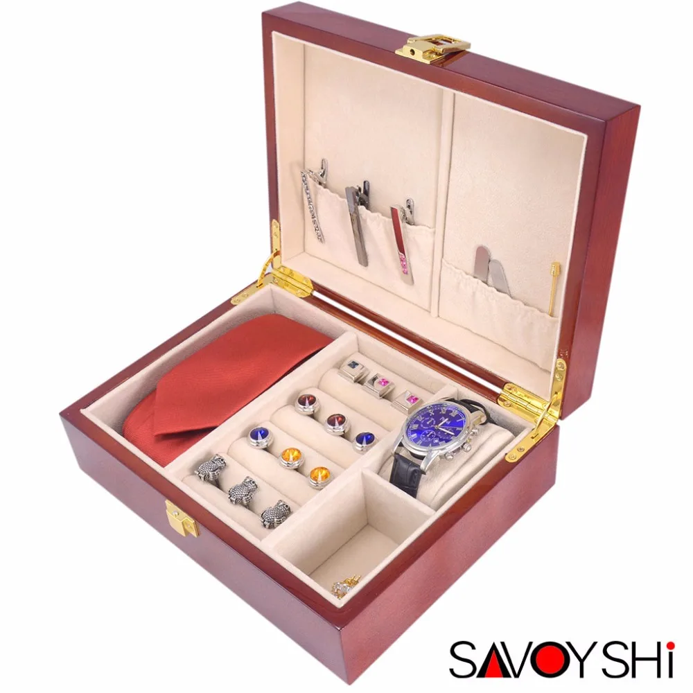 Роскошная деревянная коробка для хранения ювелирных изделий SAVOYSHI чехол запонок