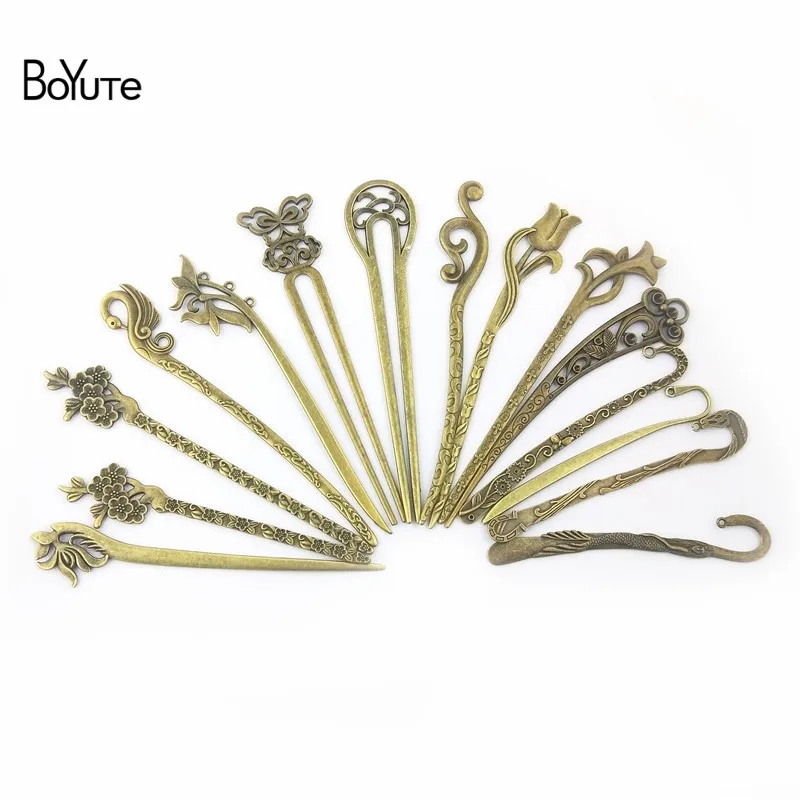 BoYuTe (10 PiecesLot) Metal Alloy Antique Bronze Vintage Hair Stick Can be Bookmark Diy Hand Made Jewelry Accessories Wholesale (4)