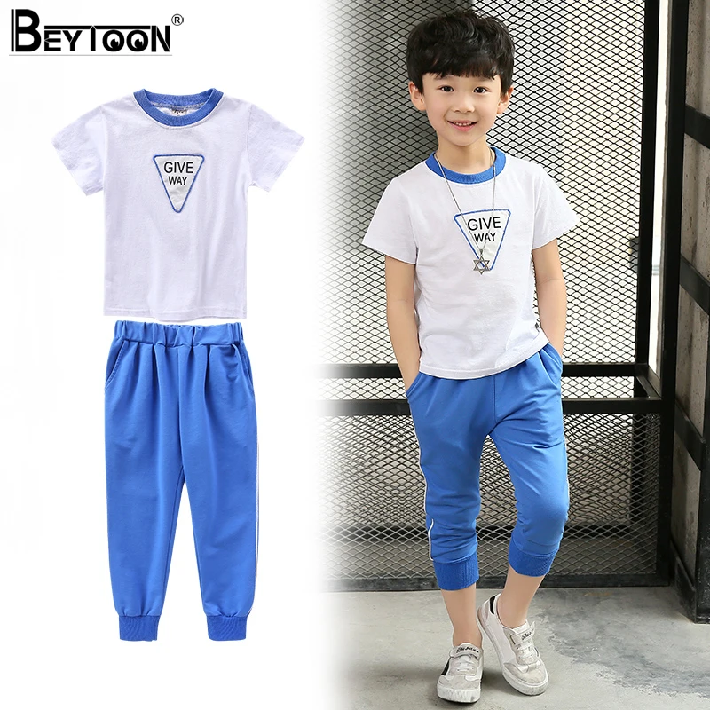 

Beytoon 5-14 Years Boys Clothing Sets Teenagers Baby Boys Sports Clothing School Kids Tracksuit T-shirt+ Long Pant Outfit Set