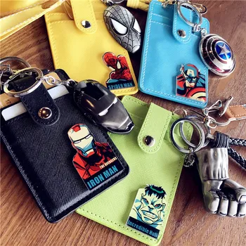 

1pcs High Quality hero Keychain Keyring ID Badge Case Clear Pattern Student Nurse Bank Credit Card Holders ID Badge Holders