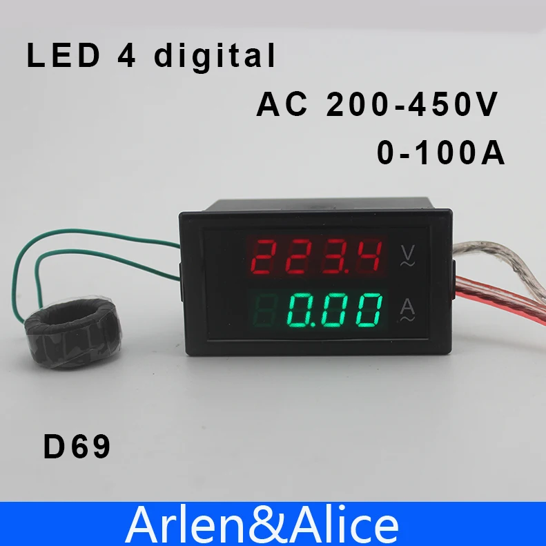 Dual LED 4 digital D69 display Voltage and current meter panel