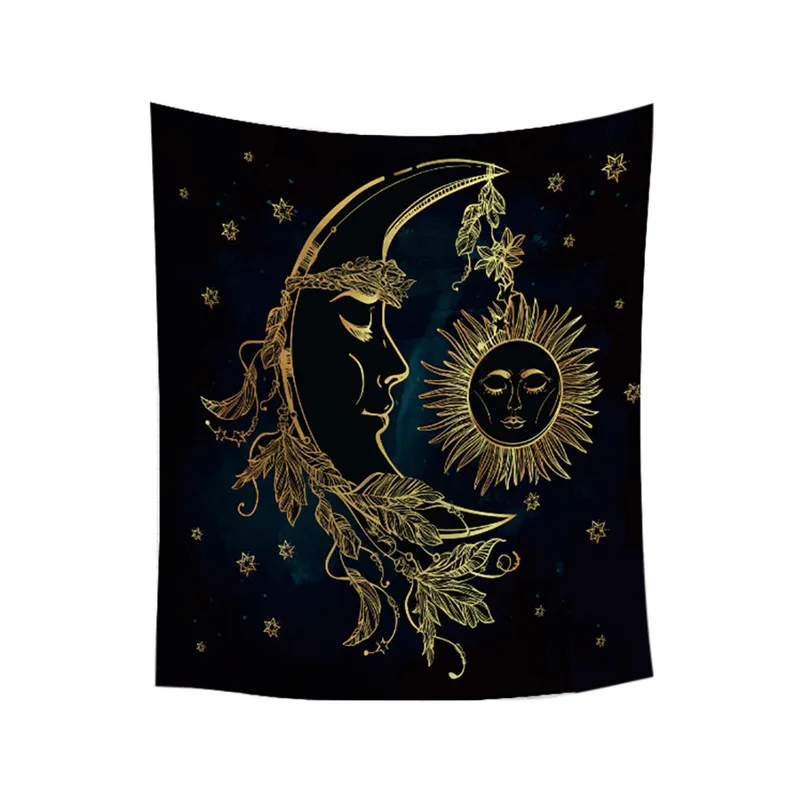 Sun Moon Tapestry Psychedelic Celestial Tarrot Hippie Hippy Polyster Tapestry Wall Hanging Throw Bedspread Beach Towel H05 (9)