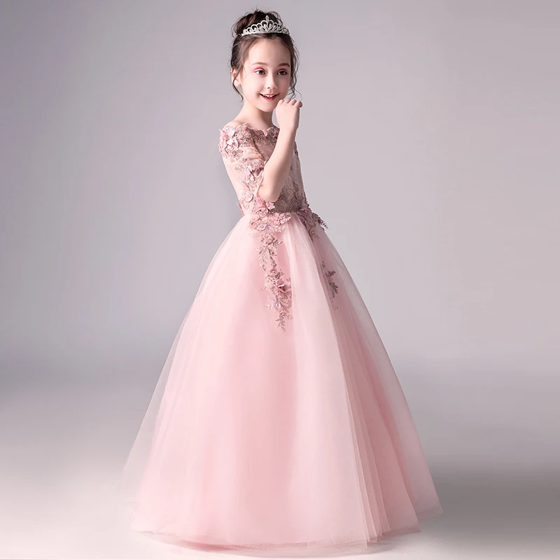 2018 autumn baby girl floral lace princess tutu dress wedding christening gown dress girls clothes for kids party wear meninas summer vintage lace dress sleeveless design sweet baby girl floral princess dress wedding christening gown dress girls clothes
