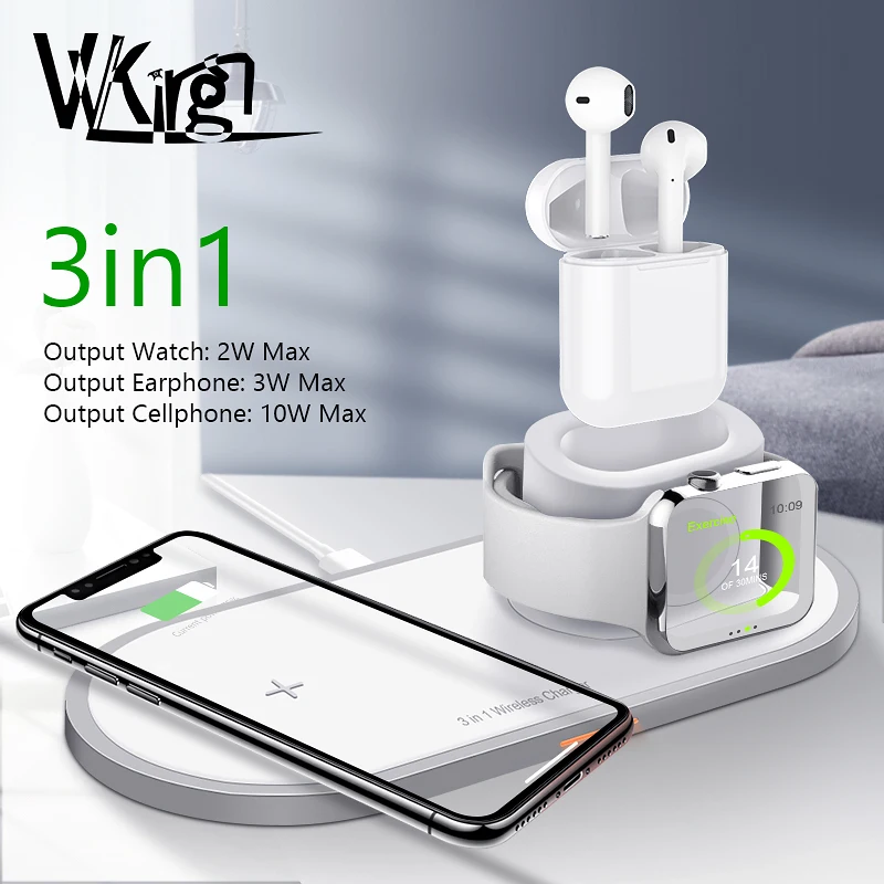 VVKing Wireless Charger For iPhone X XS MAX XR Fast Wireless Full load 3 in 1 Charging Pad for Airpods Apple Watch 5 4 3 2