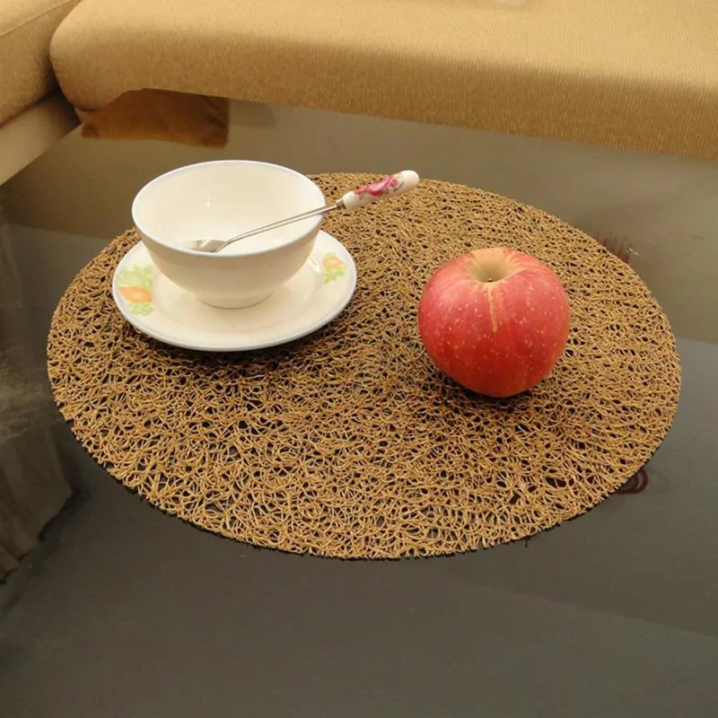 

Round Coasters Plate Pad Slip-resistant PVC Table Mat Placemat Dining Table Decor Heat Insulation Mat Tablecloth