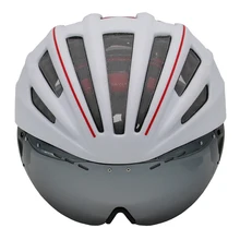 Goggles Bicycle Helmet Double Layers Road Mountain MTB Cycling Helmet With Lens Ultralight Casco Ciclismo Bike Helmet 55-61CM