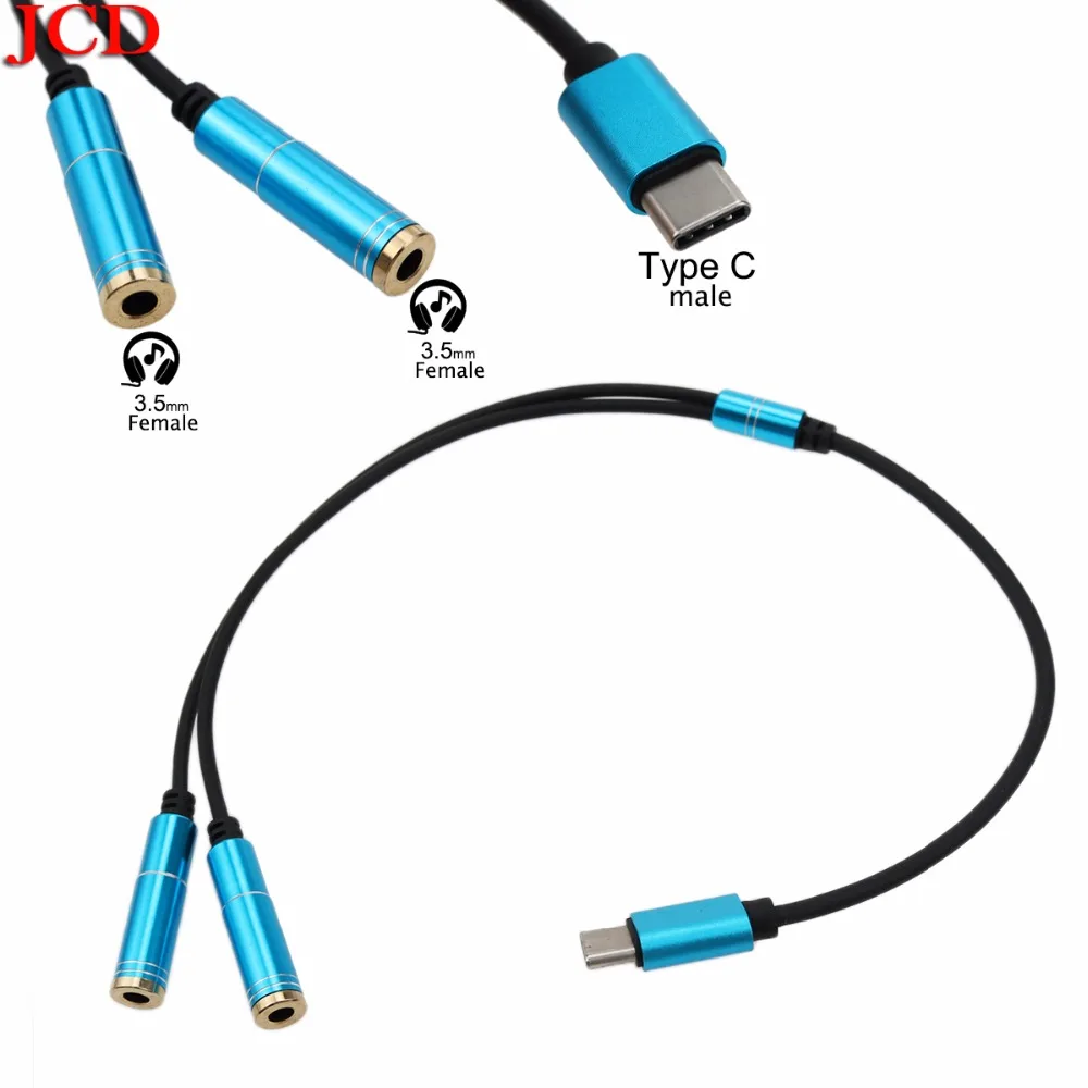 Переходник JCD Type C на 3 5 мм для наушников с двумя гнездами usb 1 Тип внешний разъем