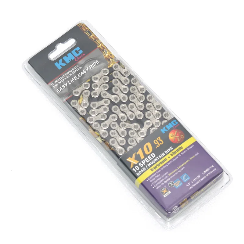 Cheap KMC X10.93 116L 10 Speed Silver Bicycle Chain With Original Box MTB Bike Spare Parts For Bicycles Intimate Goods 1