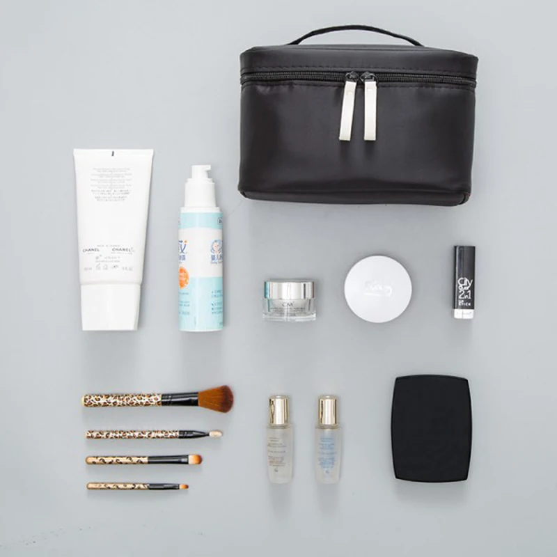 

Fashion Large-Capacity Portable Makeup Brush Travel Bag Wash Storage Bag large Black Cosmetic bag 30