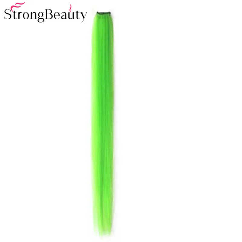 StrongBeauty Women Colorful Extension Long 50CM Synthetic Clip In Straight Hairpiece Party Highlights Punk Hair Pieces 16 Colors