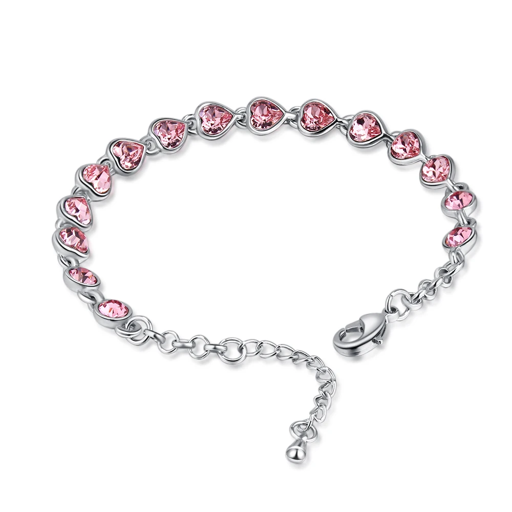 Женский романтичный браслет с бусинами в форме сердца кристаллами Swarovski цвет