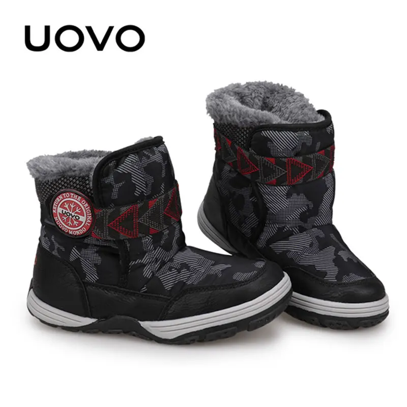

Boys Girls Plush Ankle Boots Uovo Brand Flower Camouflage Fashion Boots Anti-skid Light-weight Size 28-36 Kids Footwear Shoes