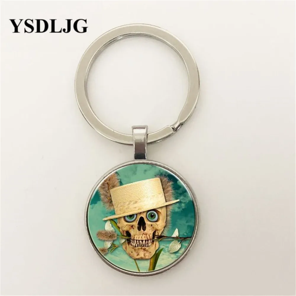 

YSDLJG Vintage Skull Cabochon Tibetan silver Glass Pendant Necklace DIY Fashion Vintage Charm Gift for Men Women Jewelry gift