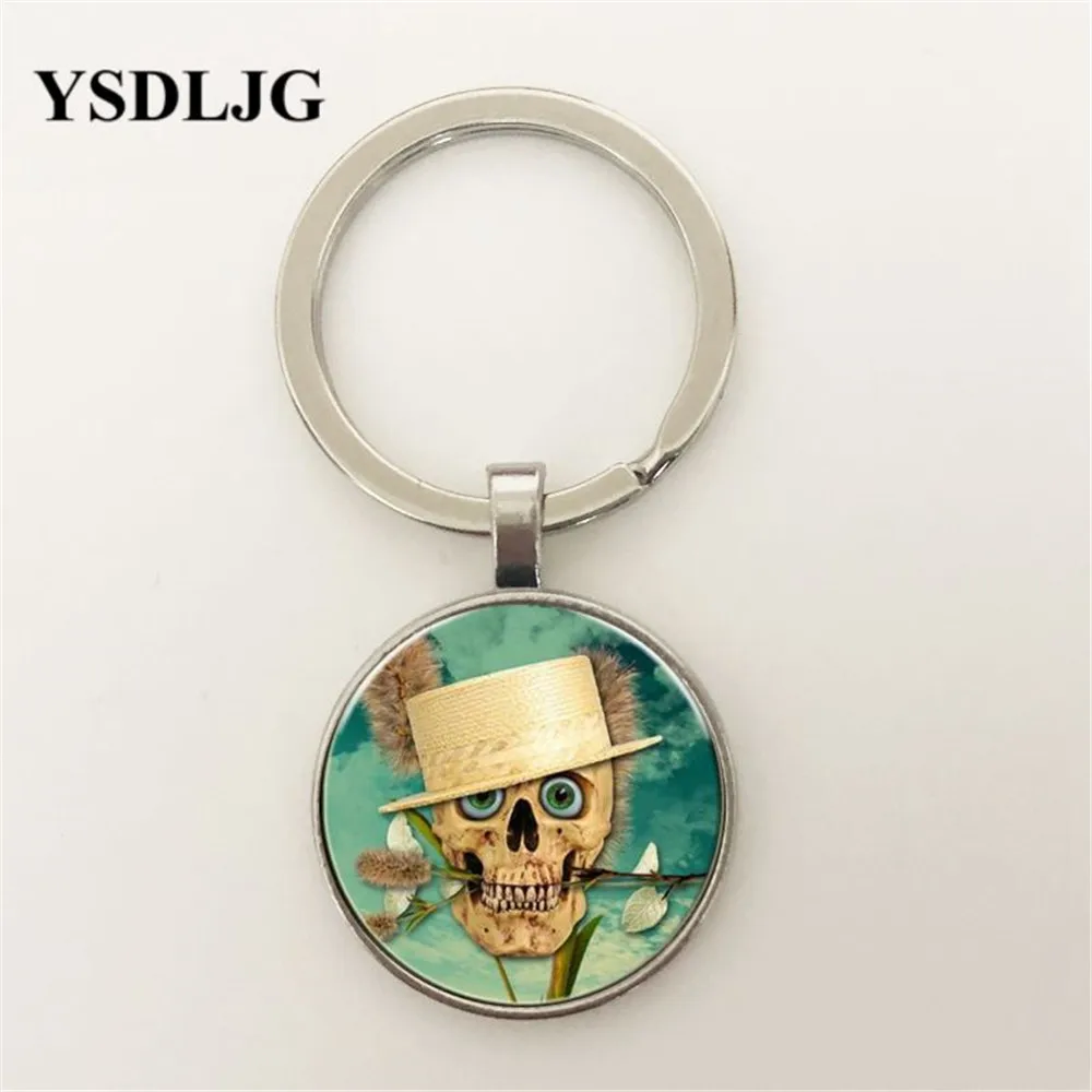 YSDLJG винтажный кабошон с черепом тибетское серебряное стекло кулон ожерелье