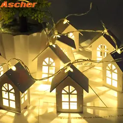 Асчер светодио дный светодиодная гирлянда дерево гирлянда с домиками 1,5 светодио дный м 10 LED s Room Decor струнная лампа Свадебная вечеринка