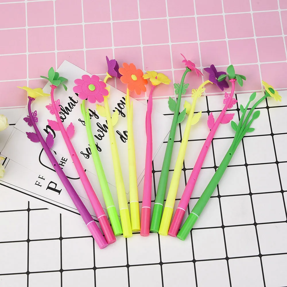 Ballpoint Gel Pen 10pcs Erasable Gel Pen Cute Flower And Leaf Pressing Classic Cartoon Gel Pen Ballpoint Pen D329