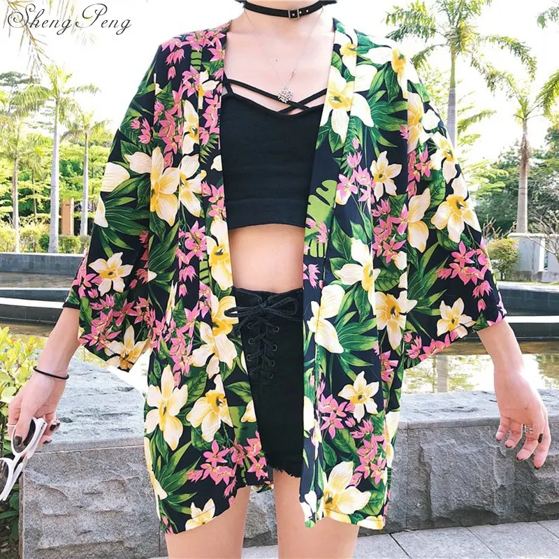 

Summer 2019 women blouse and tops women long sleeve cardigan kimono cardigan hot sale traditional japanese kimonos V1402