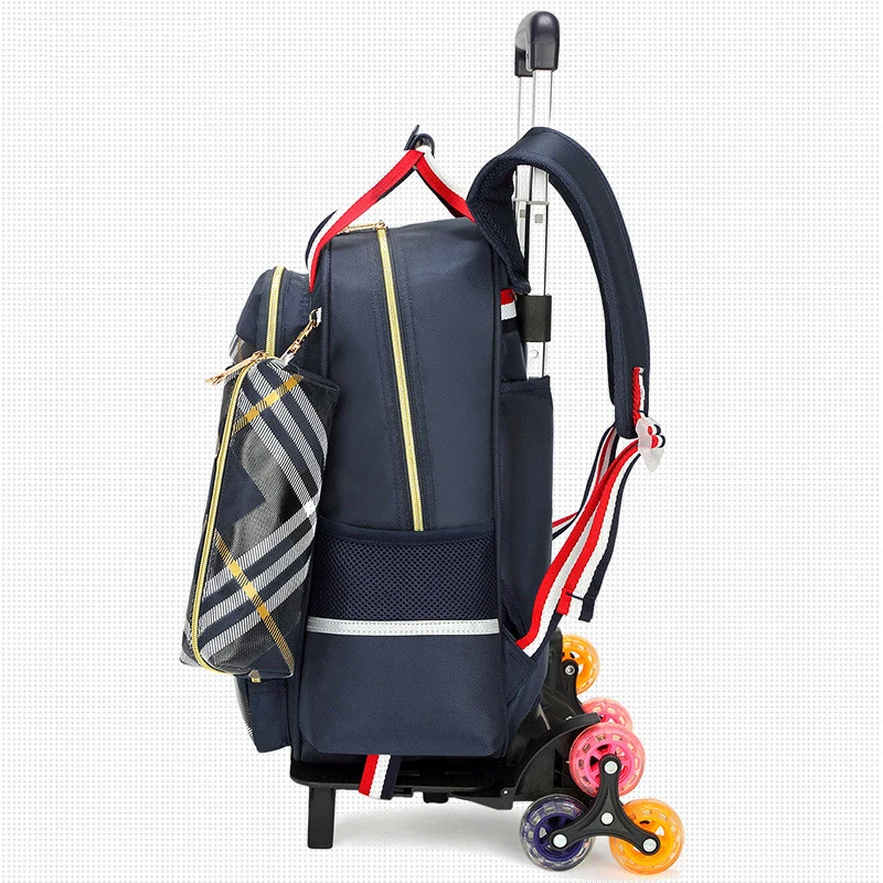 Waterproof Trolley Backpack Boys Girls Children School Bag Wheels