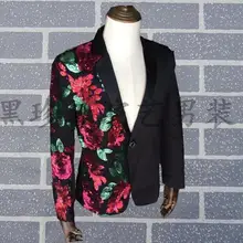 Gradient bling blazer men sequins suits designs wear clothing men formal dress dance masculino homme terno stage singers black