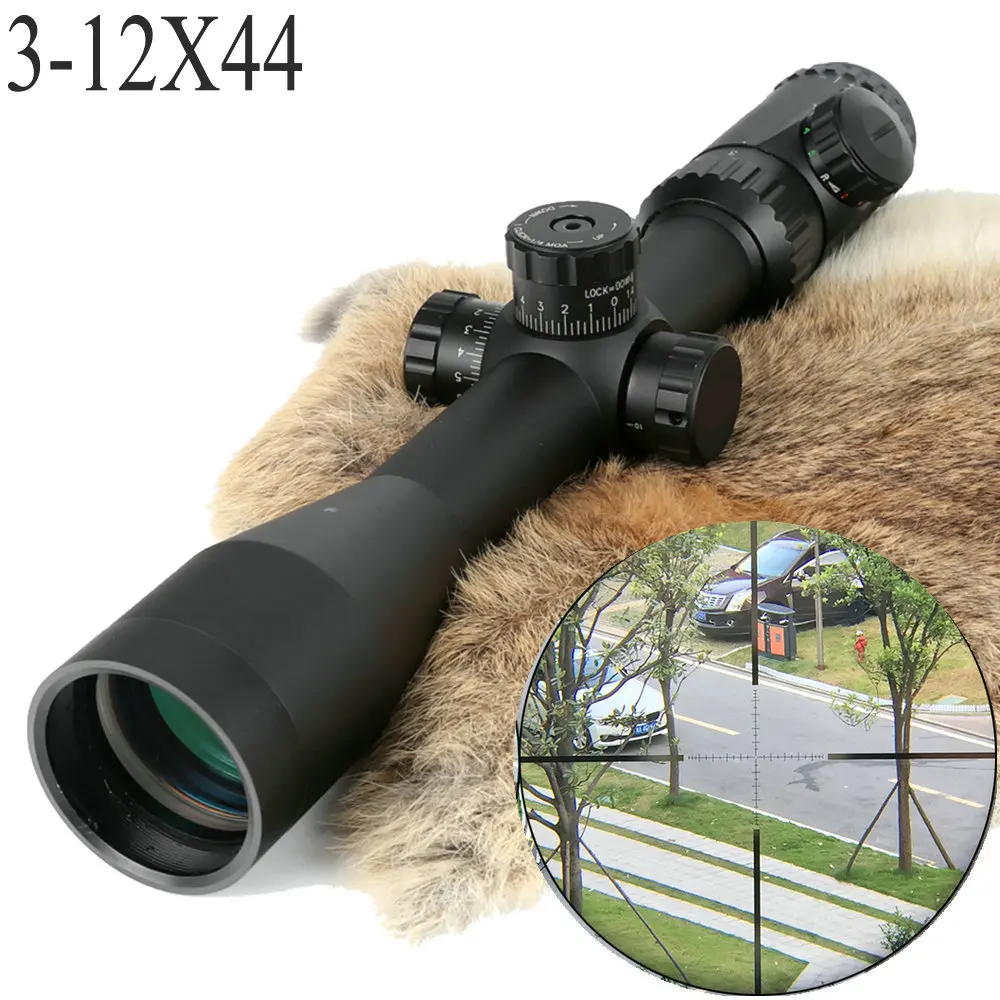 3 12X44 Optical Sight P4 Glass Etched Reticle Riflescopes Side Paralla
