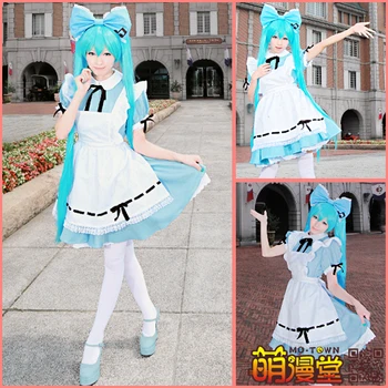 

VOCALOID Cosplay Costume Alice in Musicland Hatsune Miku Lolita Maid Costumes Dress Full Set Dress+Apron+Tie+Headwear