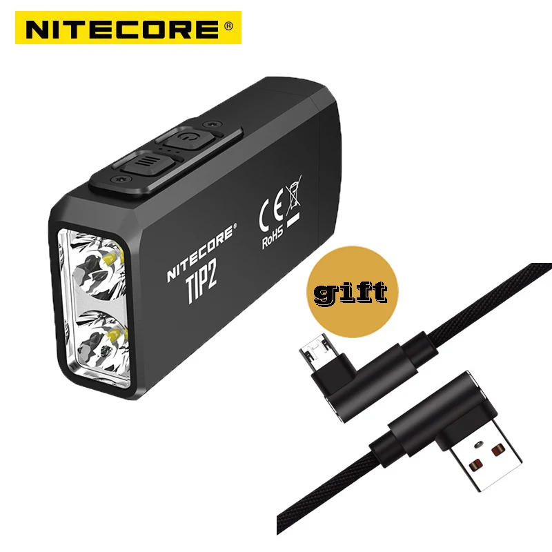 NITECORE TIP2 CREE XP-G3 S3 720 люмен USB Перезаряжаемый брелок светодиодный фонарик с батареей с зарядным кабелем