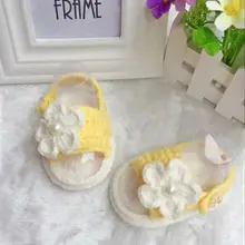 Для маленьких цветы, сандалии, новорожденных мягкая подошва, сезон: весна–лето шаг, линия фронта шерсти обувь, ручная работа крючком детская обувь, отделка