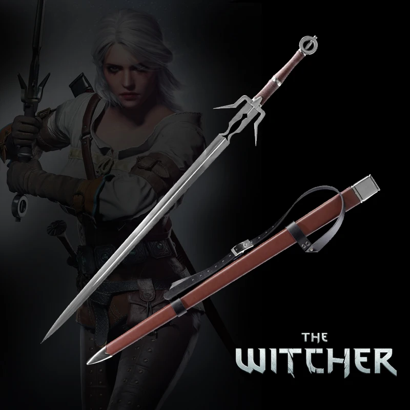 

Medieval Sword Stainless Steel Ciri's Blade Replica The witcher3:Wild Hunt Wooden Sheath Brown Leather Decorative Supply