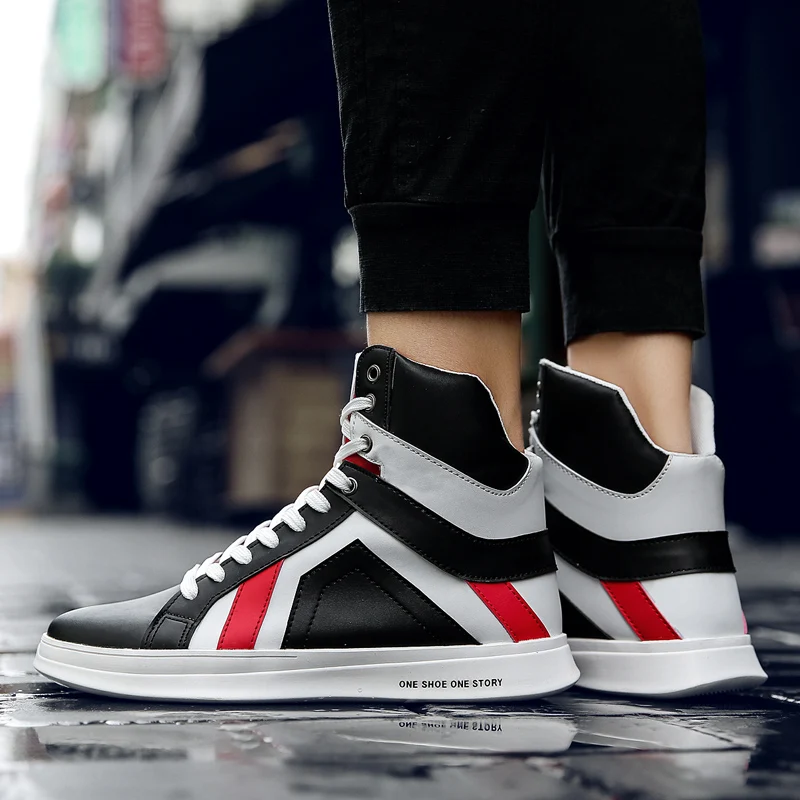 

Mens Shoes Casual Flat Sneakers Large Mens Shoes Casual Footwear Black White High Top Sneakers for Men Walking Shoes 5