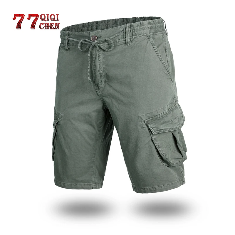 QIQICHEN шорты милитари мужские хлопковые шорты с эластичной резинкой на талии мужские шорты в Военном Стиле рабочие брюки Карго короткие тактические короткие брюки плюс