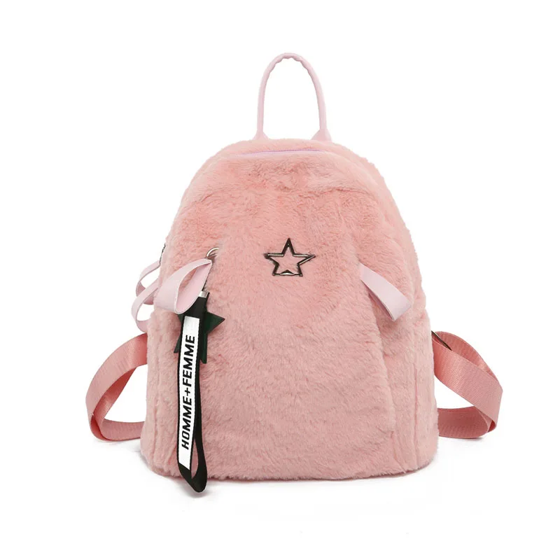 2018 Women Backpack New Cute Plush Backpack Mini School Bag Lovely Mochil solid mini Small ...