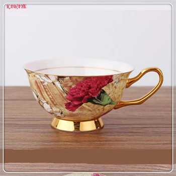 

1 pcs European Bone china coffee set Ceramic coffee cup red flower milk tea coffee cup classic cup set gift cup 5ZDZ481