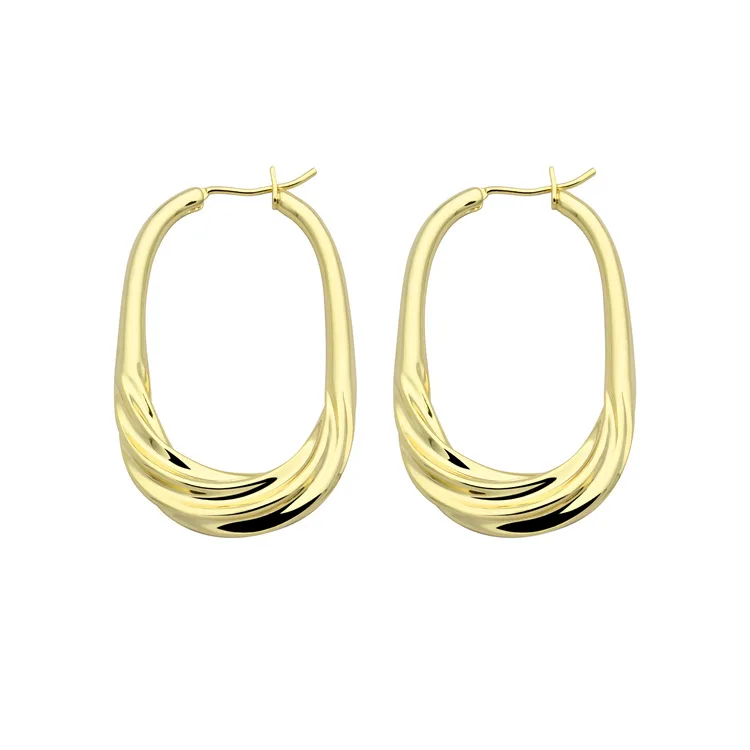 

Jewelry Wholesale Titanium Steel Jewelry U-Shaped Twisted Piece Gold Earrings For Women Clothing accessories