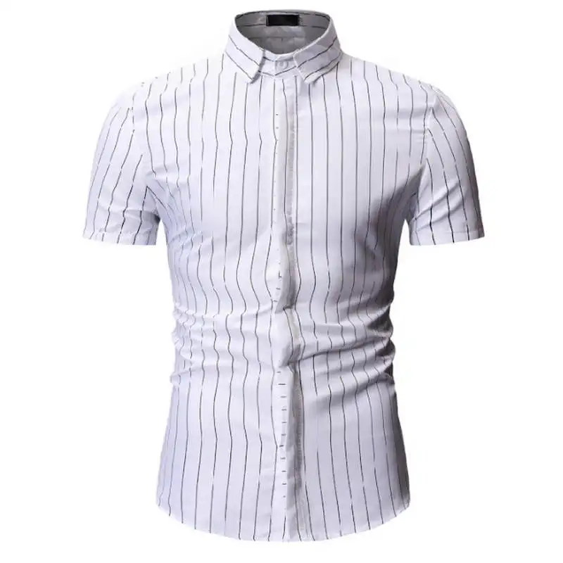 Новые летние мужские рубашки с коротким рукавом slim Fit Camisa Masculina Повседневное мужские рубашки Социальное модные Chemise homme M-3XL - Цвет: YS89 white