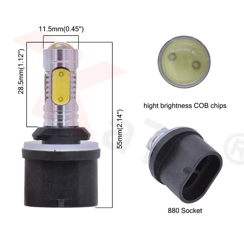 2 шт. автомобильный светильник s источник 880 PG13 H27W/1 разъем типа противотуманный светильник высокой мощности 7,5 Вт COB светодиодный проектор с объективом большая акция