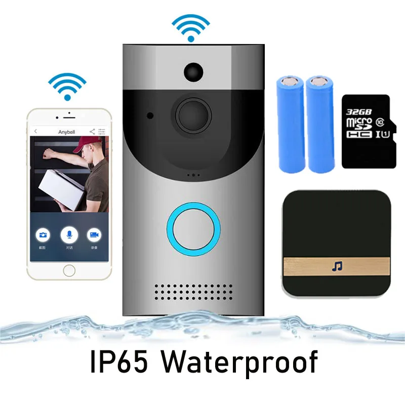 B30 дверной звонок WIFI охранный IP65 водонепроницаемый смарт видео 720 P беспроводной