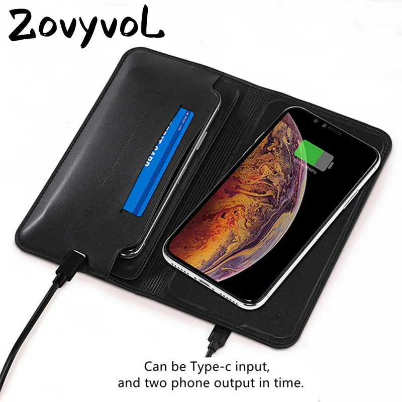 

ZOVYVOL 2019 Men Women Smart Wallet Wireless Charging Wallet Adapt For Ipone And Android Capacity 8000 mAh Long Wallet Gift
