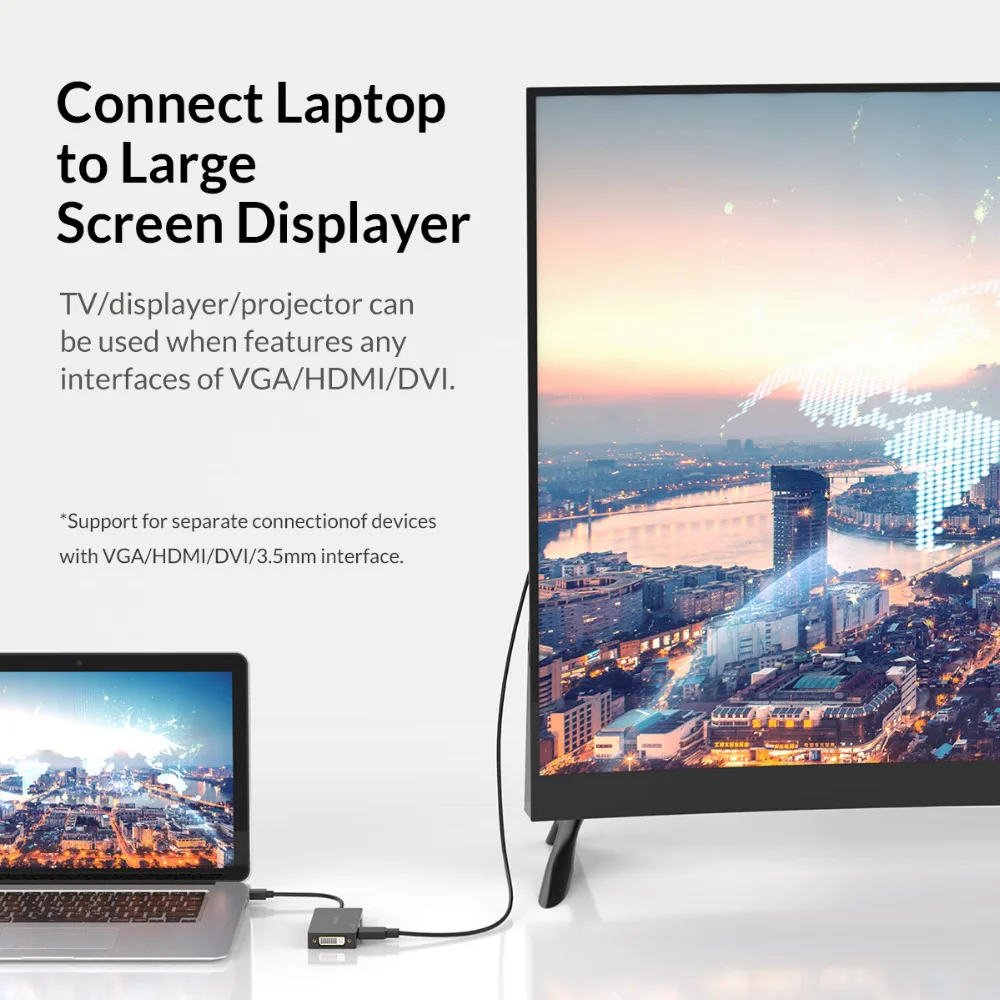 ORICO USB HUB USB C to HDMI/VGA/DVI/3.5mm Earphone AUX Adapter for MacBook Samsung Galaxy S10 4K 30