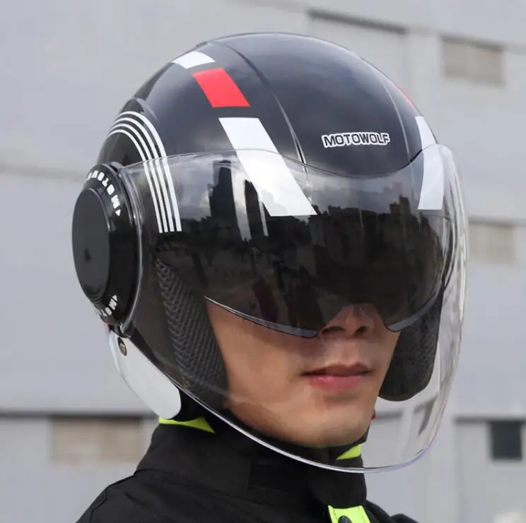 Все код электрический мотоциклетный Краш шлем Летний дышащий шлем Двойные линзы для мужчин и женщин четыре сезона ветрозащитный шлем