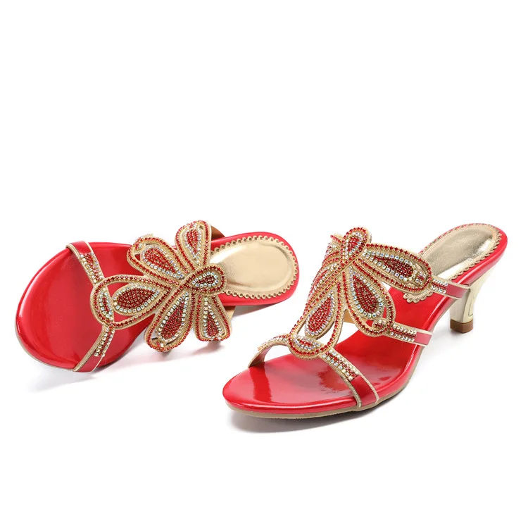 New Luxury Diamond Stiletto High Heels Slippers Online Shopping Peep Toe Womens Shoes Sale High Quality Gold Purple Black Red15