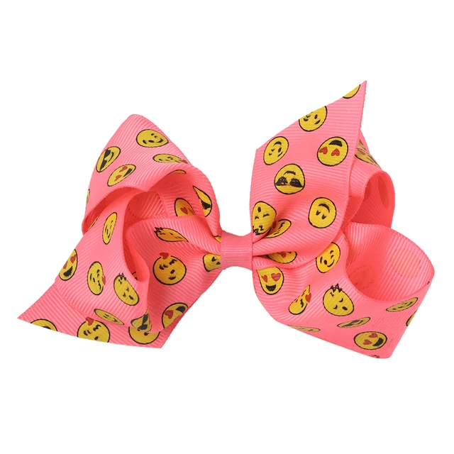 1 PC 4inch Lovely Emoji Hair Bows With Clips Smile Bowknot Hairpins