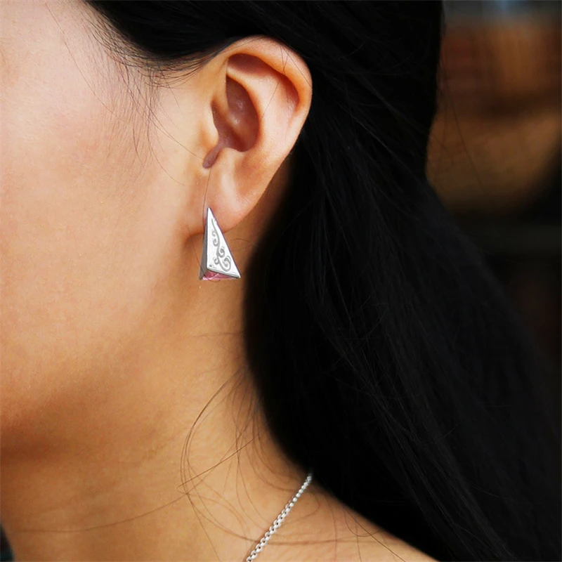 Lotus Fun реальные 925 Серебро Природный оригинальный ручной Fine Jewelry Пирамида Мода