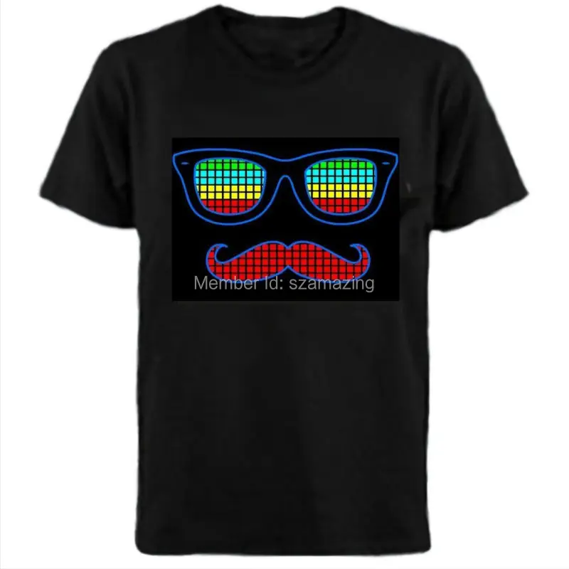 

Plus size Sound Activated el t-qualizer shirt with battery inverter for Man or Women