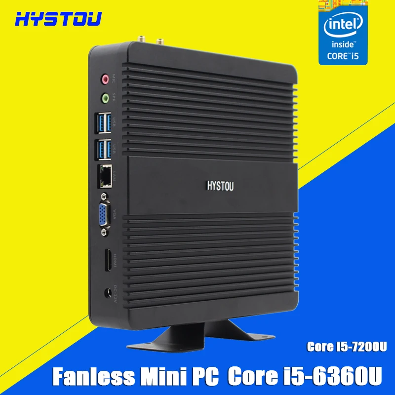 Hystou Intel Core i7 5550U Fanless Mini PC Windows 10 Core i5 7200U 6360U 5250U 4200U i3 7100U