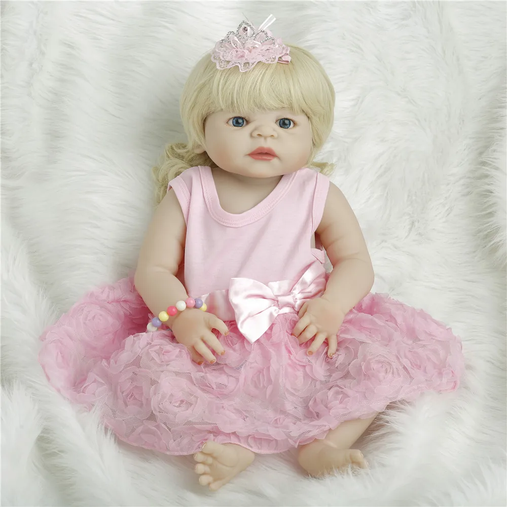 

SanyDoll 22inch 57cm Full Silicone Reborn Girl Baby Doll Toys Lifelike Festival gifts
