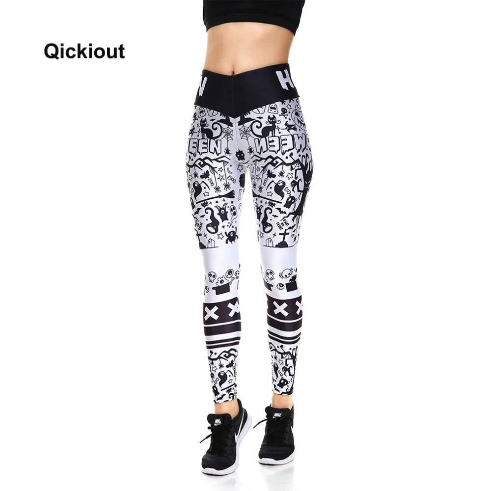 

Qickitout Pants Halloween 2017 Women's Digital Print LEGGINGS Skeleton Ghost Horror Hip High Waist Pants Trousers Fitness S-4XL
